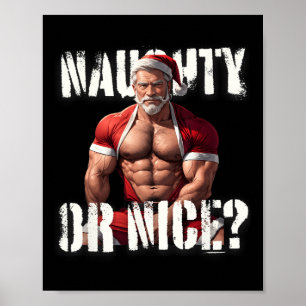 Poster Gay Noël Muscle Papa Ours Gentil Père Noël Fierté 