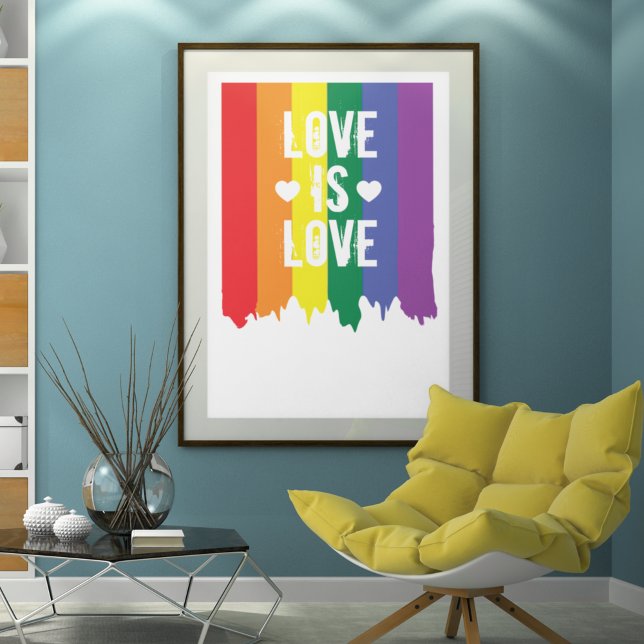 Poster Gay pride Rainbow Paint Love Is Love Drapeau (Créateur téléchargé)
