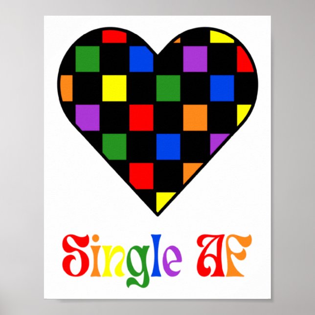 Poster Gay Pride Rainbow Single Af Valentines Day Sarcas  (Devant)