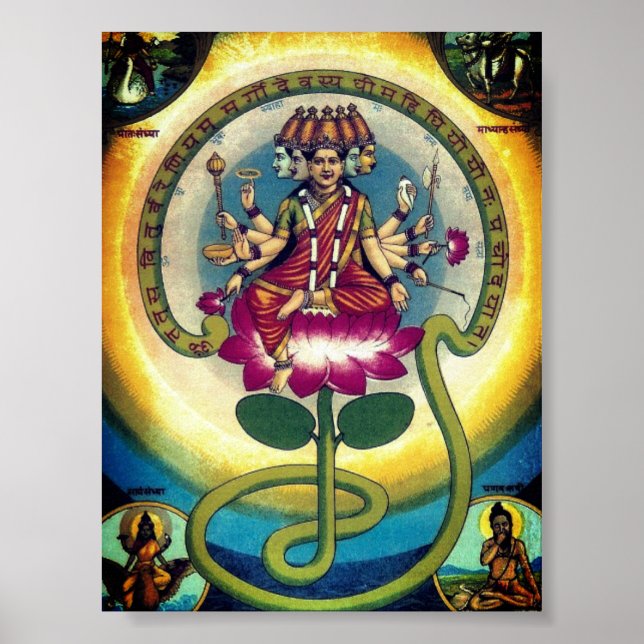 Poster Gayatri Mantra (personnification en tant que déess (Devant)