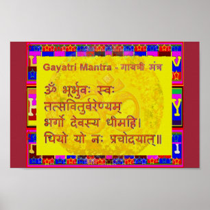 Poster Gayatri Mantra Script Sanskrit Chant Spirituel