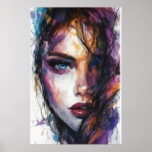Poster Gazon à vapeur - Aquarelle Portrait de force et