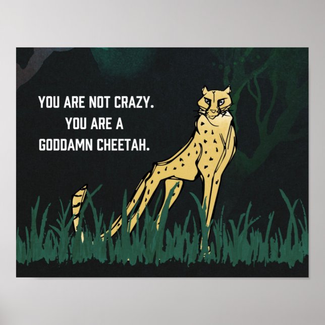 Poster GD Cheetah 14"x 11" non estampillé (Devant)