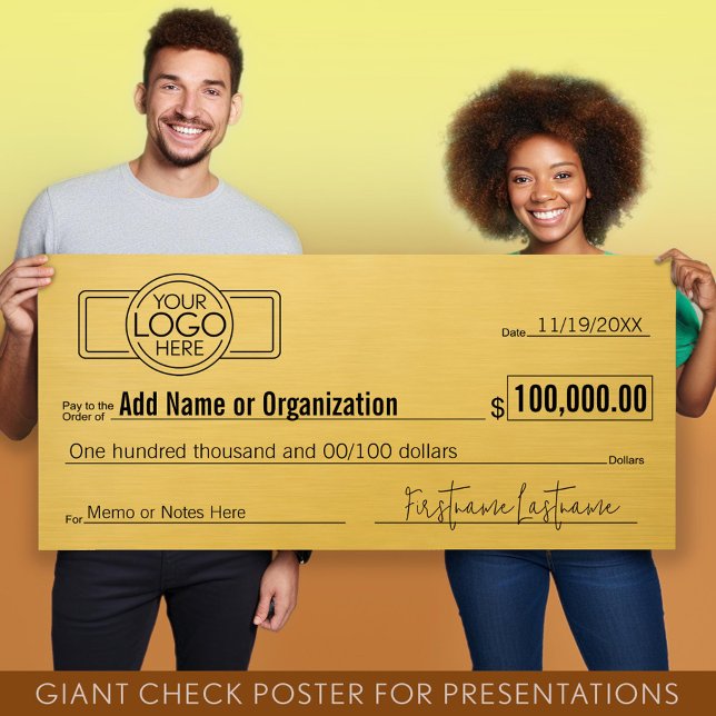 Poster Géant Blank Check pour Sweepstakes, Awards, Charit (Giant Check for Presentations)