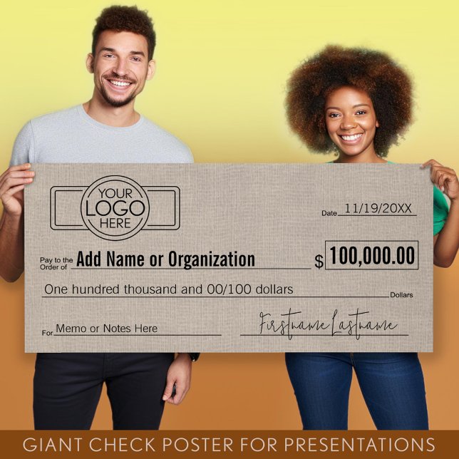 Poster Géant Blank Check pour Sweepstakes, Awards, Charit (Giant Check for Presentations)