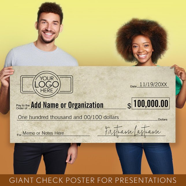 Poster Géant Blank Check pour Sweepstakes, Awards, Charit (Giant Check for Presentations)