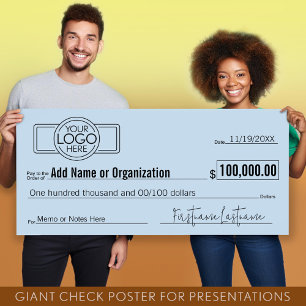 Poster Géant Blank Check pour Sweepstakes, Awards, Charit