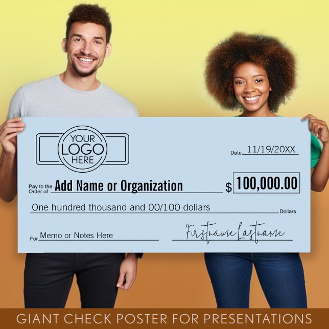 Poster Géant Blank Check pour Sweepstakes, Awards, Charit (Giant Check for Presentations)