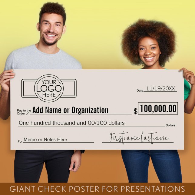 Poster Géant Blank Check pour Sweepstakes, Awards, Charit (Giant Check for Presentations)