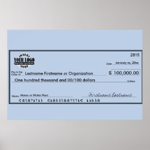 Poster Géant Blank Check pour Sweetstakes & Awards