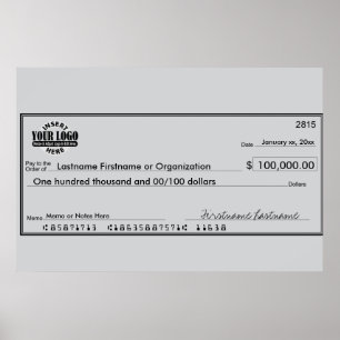 Poster Géant Blank Check pour Sweetstakes & Awards