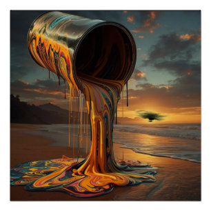 Poster Géante Boîte de Peinture Déverse de la Peinture su