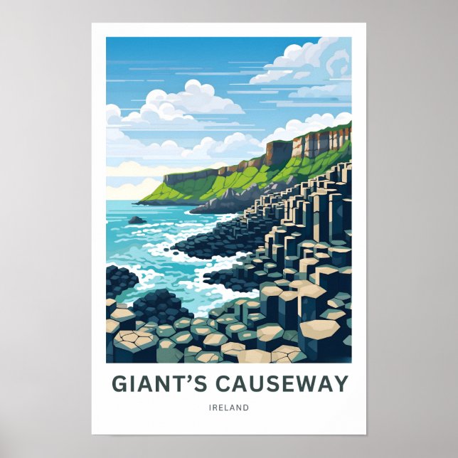 Poster Géant's Causeway Irlande Travel Print (Devant)