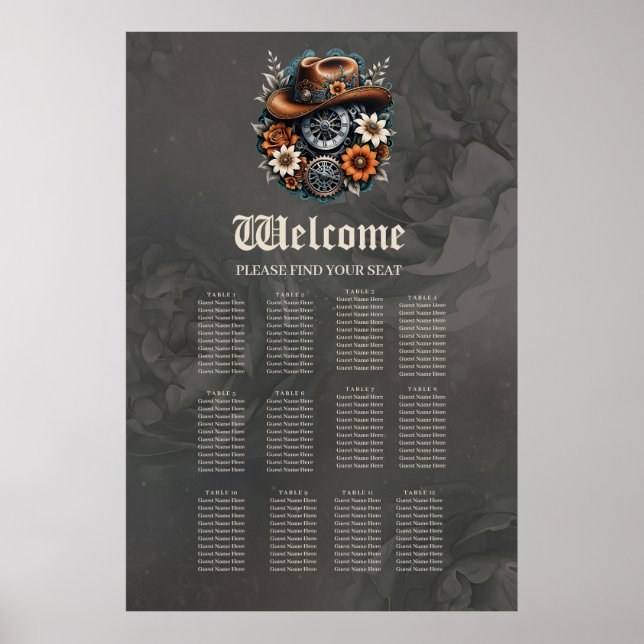 Poster Gears en fleurs : Steampunk style cowboy. (Devant)