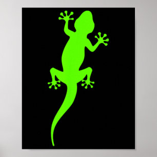 Poster Gecko grimpeur vert funky