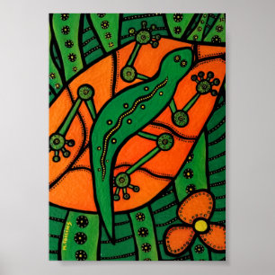 Poster Gecko Vert Et Orange