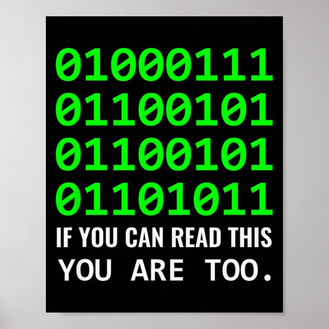 Poster Geek Computer Binary Code Software Developer  (Devant)