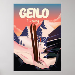 Poster Geilo Norway beautiful ski poster.
