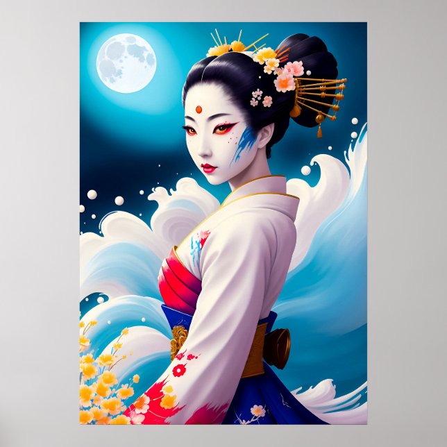 Poster Geisha Au Lune (Devant)