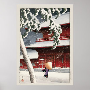 Poster Geisha dans la tempête de neige Kawase Hasui
