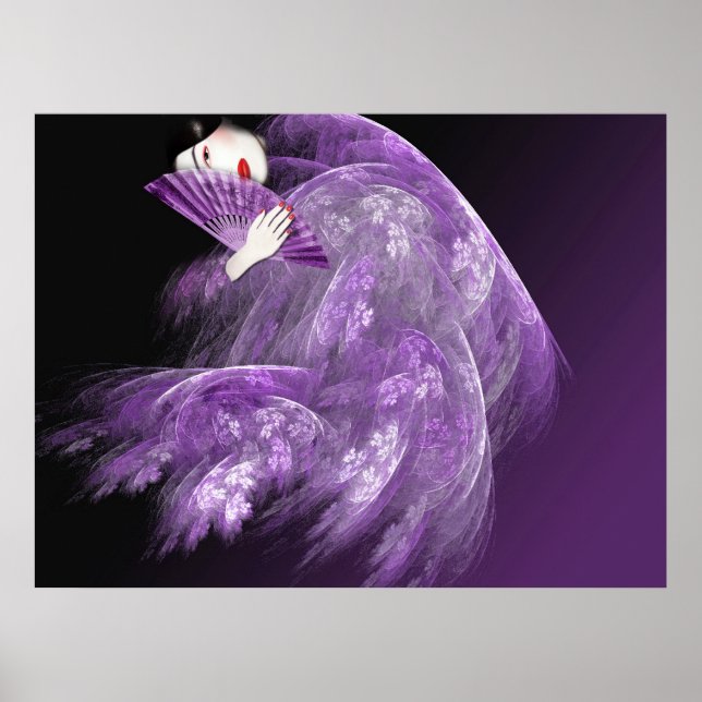 Poster Geisha en violet (Devant)