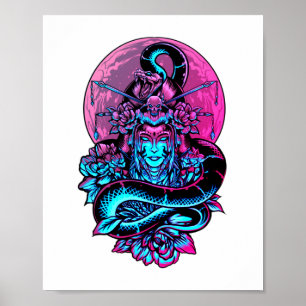 Poster Geisha Tattoo Rose floral