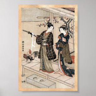 Poster Geisha vintage japonais frais du rouleau deux