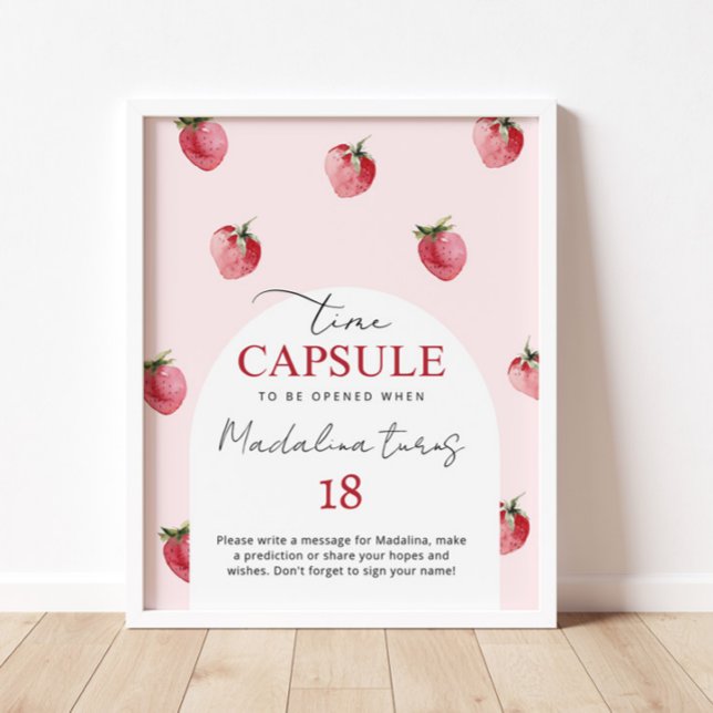 Poster Gélule de temps doux fraise fraise anniversaire (Créateur téléchargé)