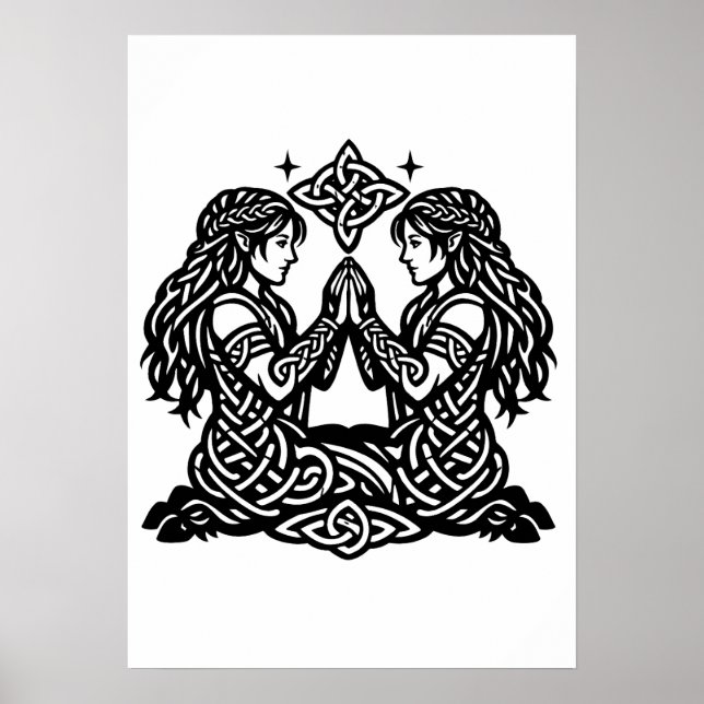 Poster Gémeaux — Jumeaux du zodiaque de l'encre hantée (Devant)