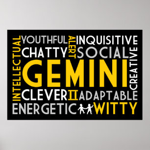 Poster Gemini Astrologie Word Collage Imprimer