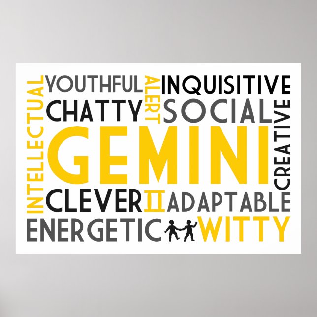 Poster Gemini Astrologie Word Collage Imprimer (Devant)