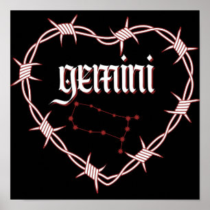 Poster Gemini Constellation Art céleste gothique foncé