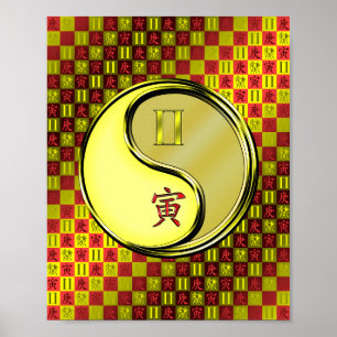 Poster Gemini et tigre métallique