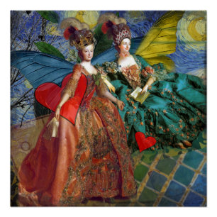 Poster Gemini gothique classique femme papillon Whimsical