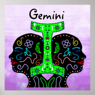 Poster Gemini Hand Drawn Art Horoscope Sign