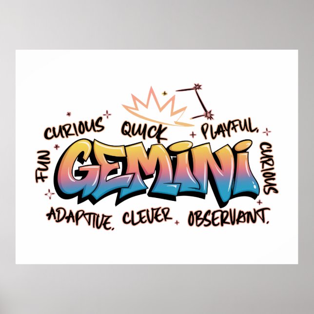 Poster Gemini Zodiac  Graffiti  (Devant)
