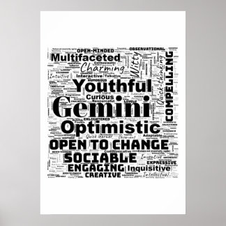 Poster Gemini Zodiac Word Cloud