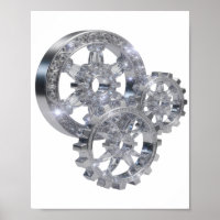 GEMS EN MOUVEMENT Texte 3D en Argent Brillants Art