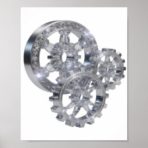 Poster GEMS EN MOUVEMENT Texte 3D en Argent Brillants Art