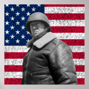 Poster General Patton and The American Flag