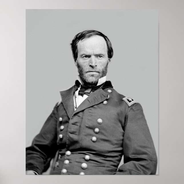 Poster Général William Tecumseh Sherman Portrait - 1864 (Devant)