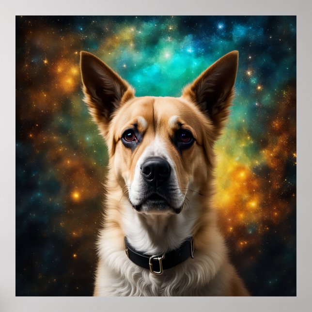 Poster (généré par l'ai) Chien dans un endroit mystique (Devant)