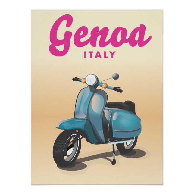 Poster Gênes Italie scooter (Devant)