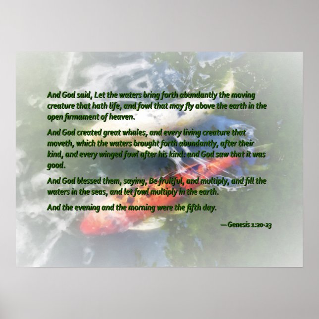 Poster Genèse 1 20-23 Dieu dit : Que les eaux apportent (Devant)
