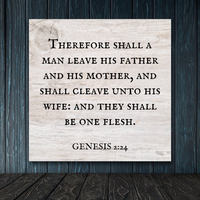 Poster Genèse 2:24 Roi Jacques Bible Christian (Créateur téléchargé)