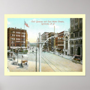 Poster Genesee & Water Street, Syracuse, New York Vintage