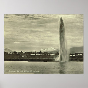 Poster Geneva, Jet l'eau in the harbour