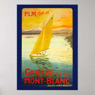 POSTER GENEVE ET LE MONT BLANC