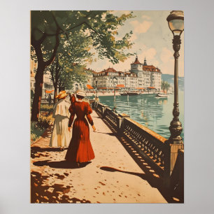 Poster Genève Lakeside Vintage