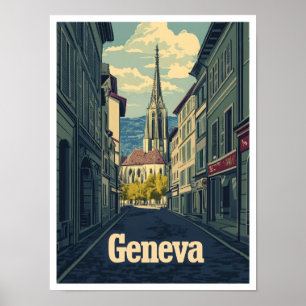 Poster Genève Suisse Vintage voyage d'art